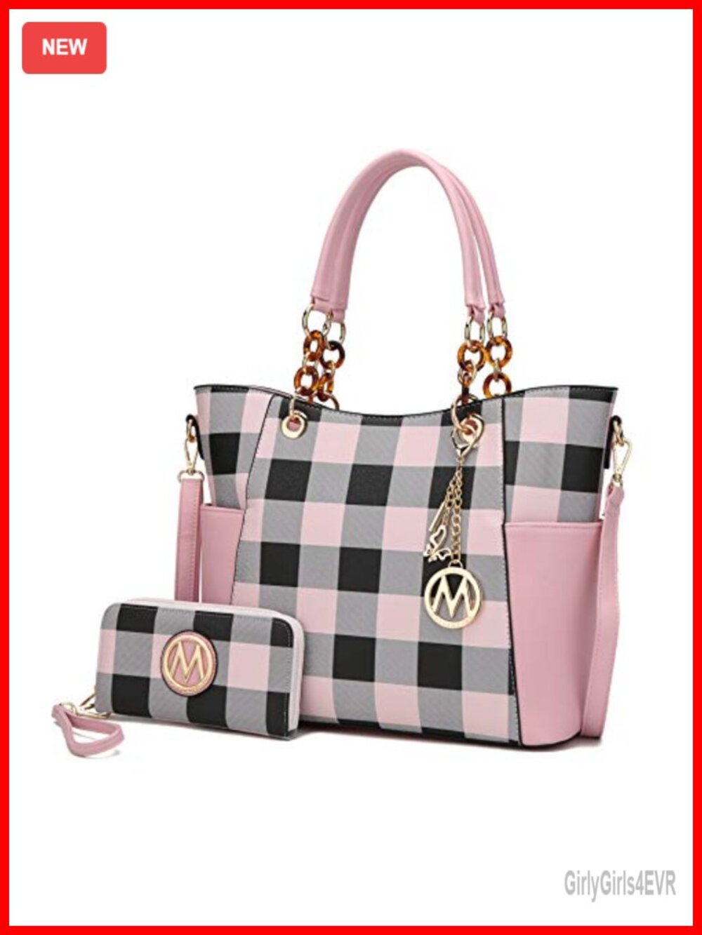 Vegan Leather Tote Bag with Matching Wallet, Top-Handle Handbag Set